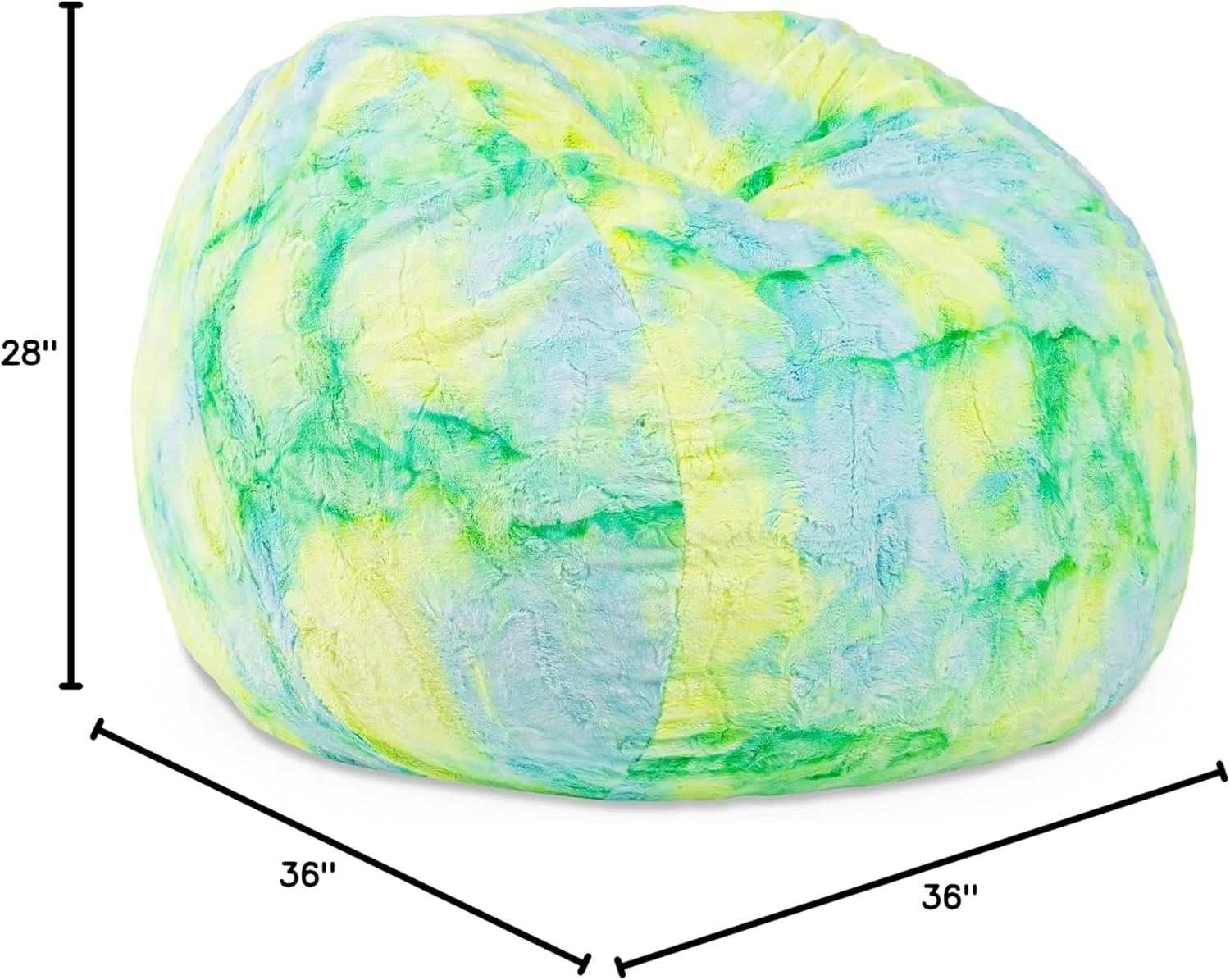 Jaxx Saxx 3 Foot Bean Bag Chair - Faux Fur - Fun Colors, Firefly Yellow