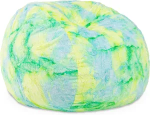 Jaxx Saxx 3 Foot Bean Bag Chair - Faux Fur - Fun Colors, Firefly Yellow