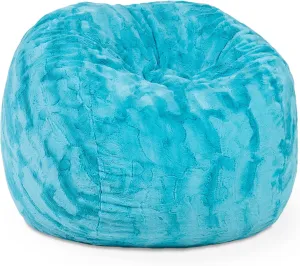 Jaxx Saxx 3 Foot Bean Bag Chair - Faux Fur - Fun Colors, Maui Turquoise