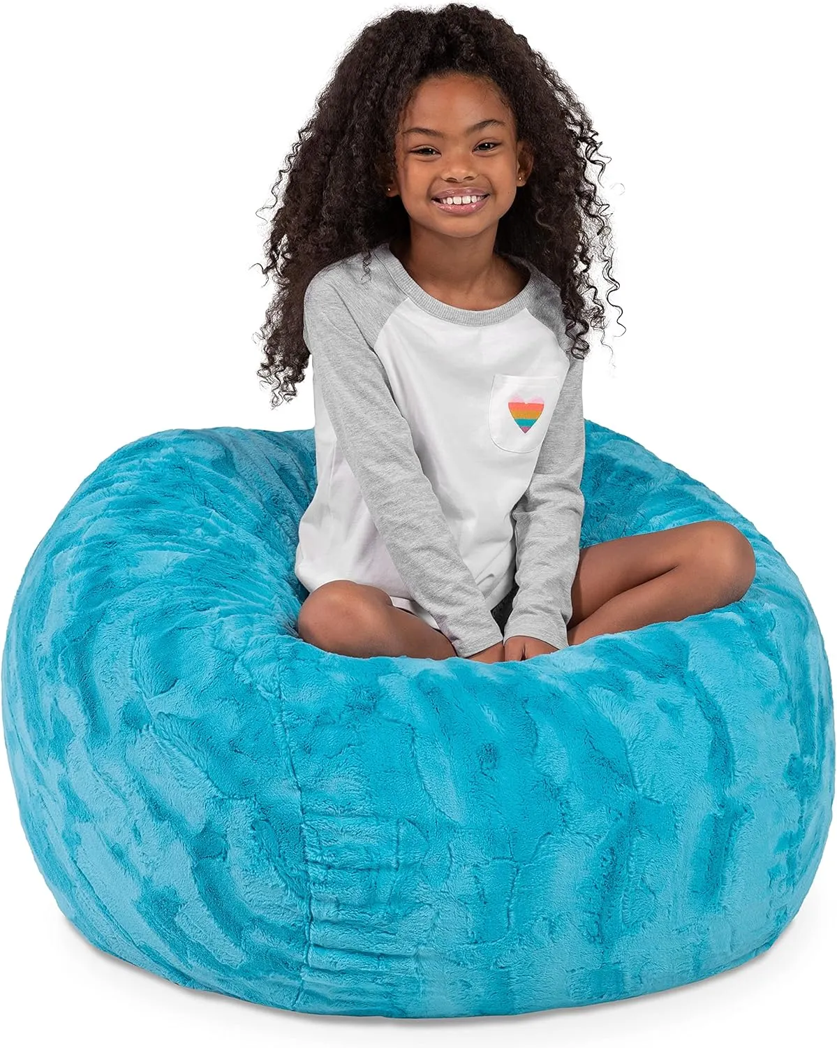Jaxx Saxx 3 Foot Bean Bag Chair - Faux Fur - Fun Colors, Maui Turquoise