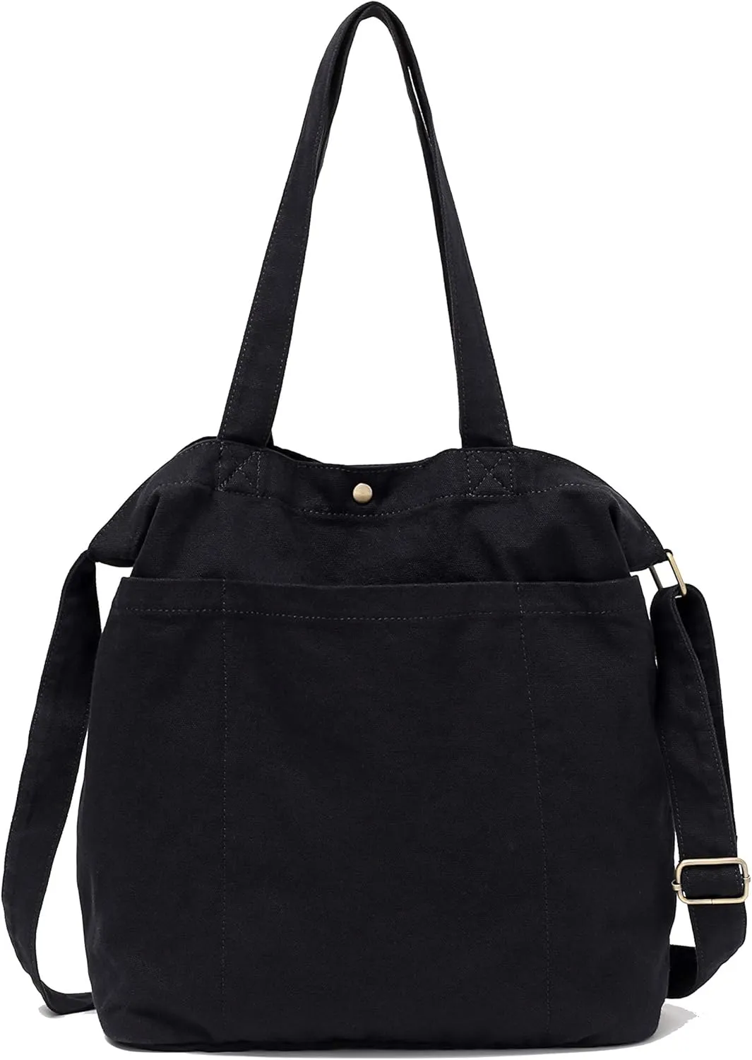 Jeelow Canvas Tote Handbag Shoulder Crossbody Bags Purses With Pockets For Men & Women