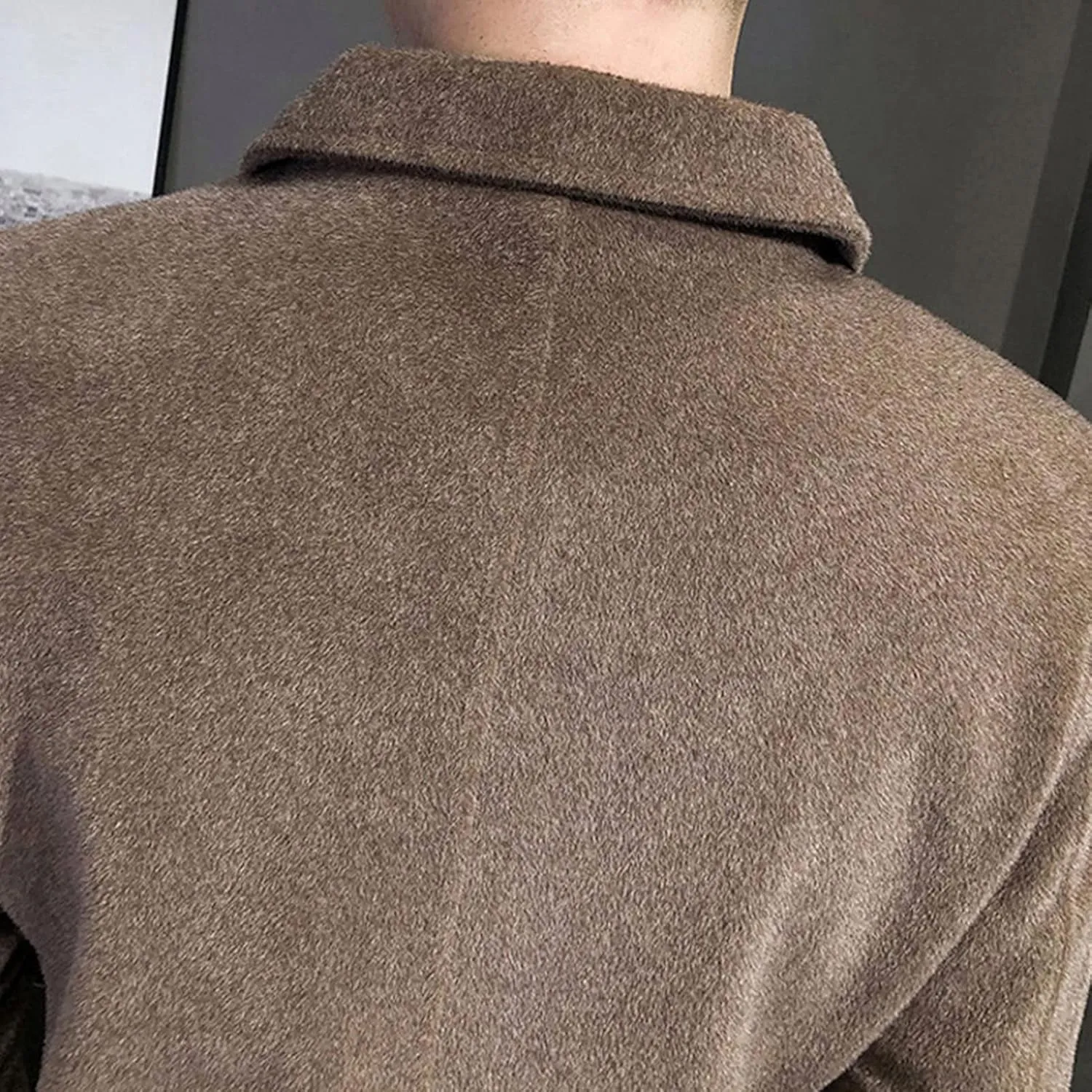 JEShifangjiusu Men'S Classic Notched Collar Casual Double Breasted Wool Blend Pea Coat Business Down Jacket Trench Topcoat