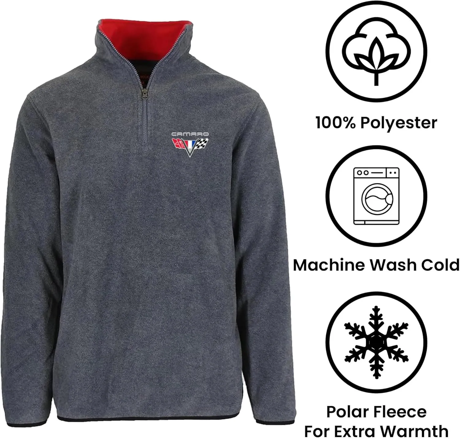 JH DESIGN GROUP Men’s Chevy Camaro Quarter Zip Fleece Sweatshirt 2 Colors