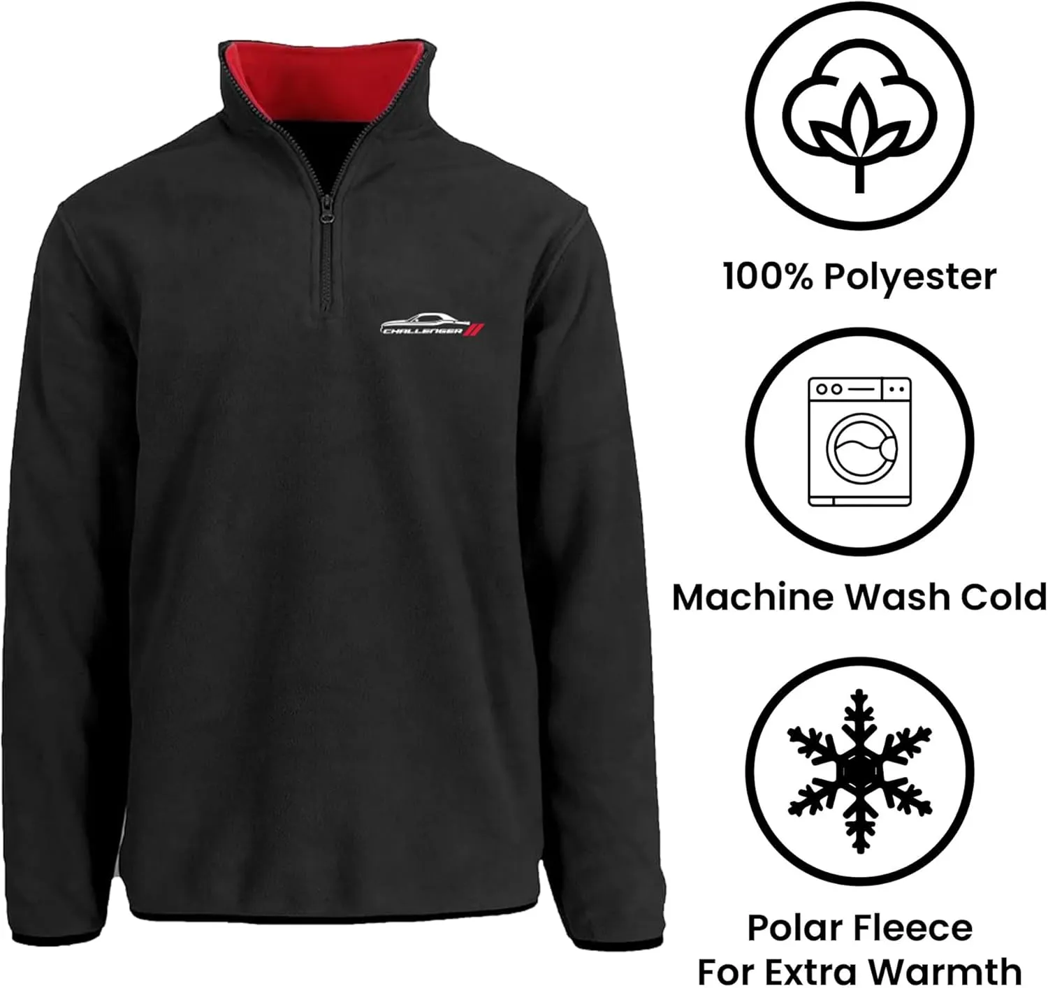 JH DESIGN GROUP Men’s Dodge Challenger Quarter Zip Fleece Sweatshirt Jacket