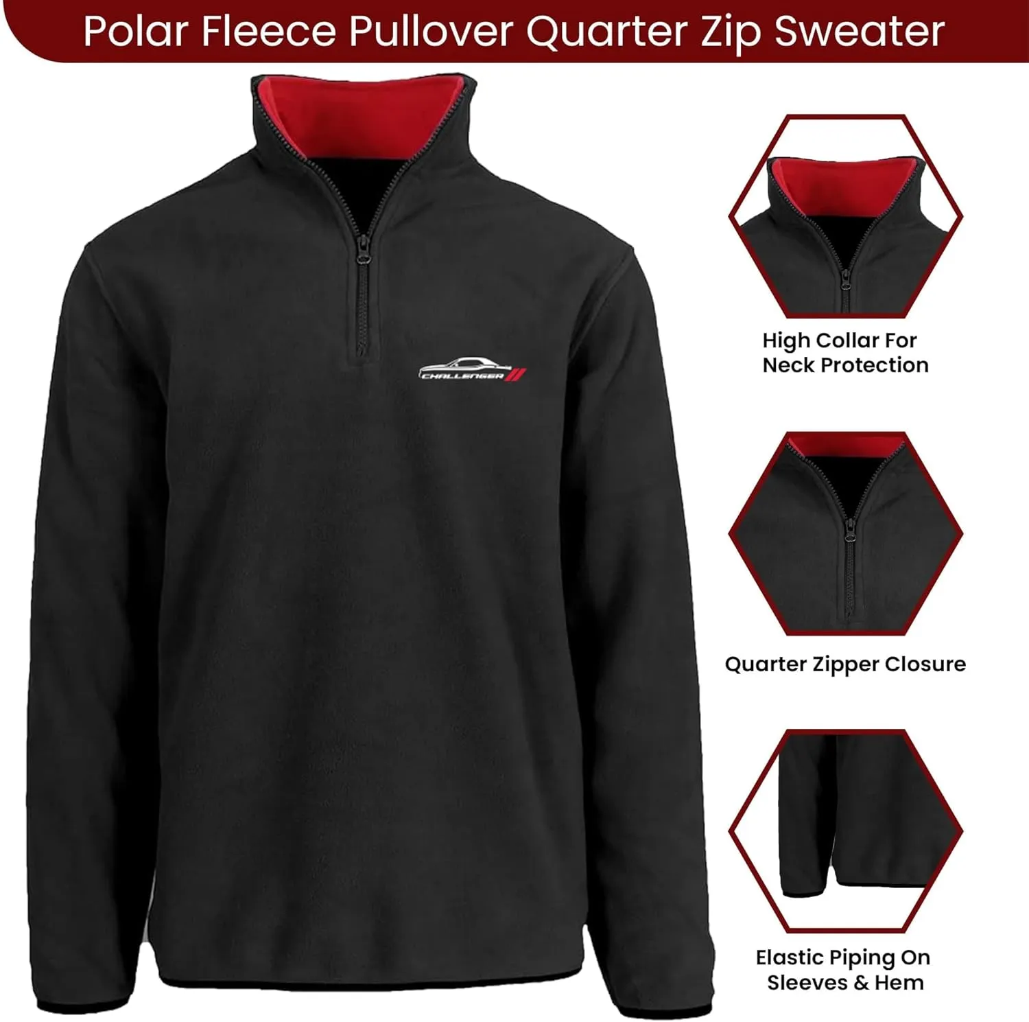 JH DESIGN GROUP Men’s Dodge Challenger Quarter Zip Fleece Sweatshirt Jacket