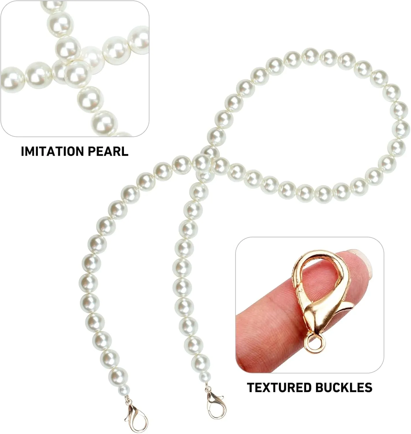jiesinlov Pearl Purse Chain Imitation Pearl Beaded Shoulder Bag Strap Replacement Crossbody for Handbags(C110-Gold)