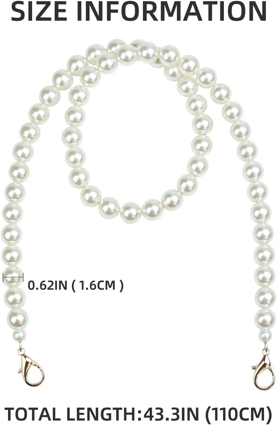 jiesinlov Pearl Purse Chain Imitation Pearl Beaded Shoulder Bag Strap Replacement Crossbody for Handbags(C110-Gold)