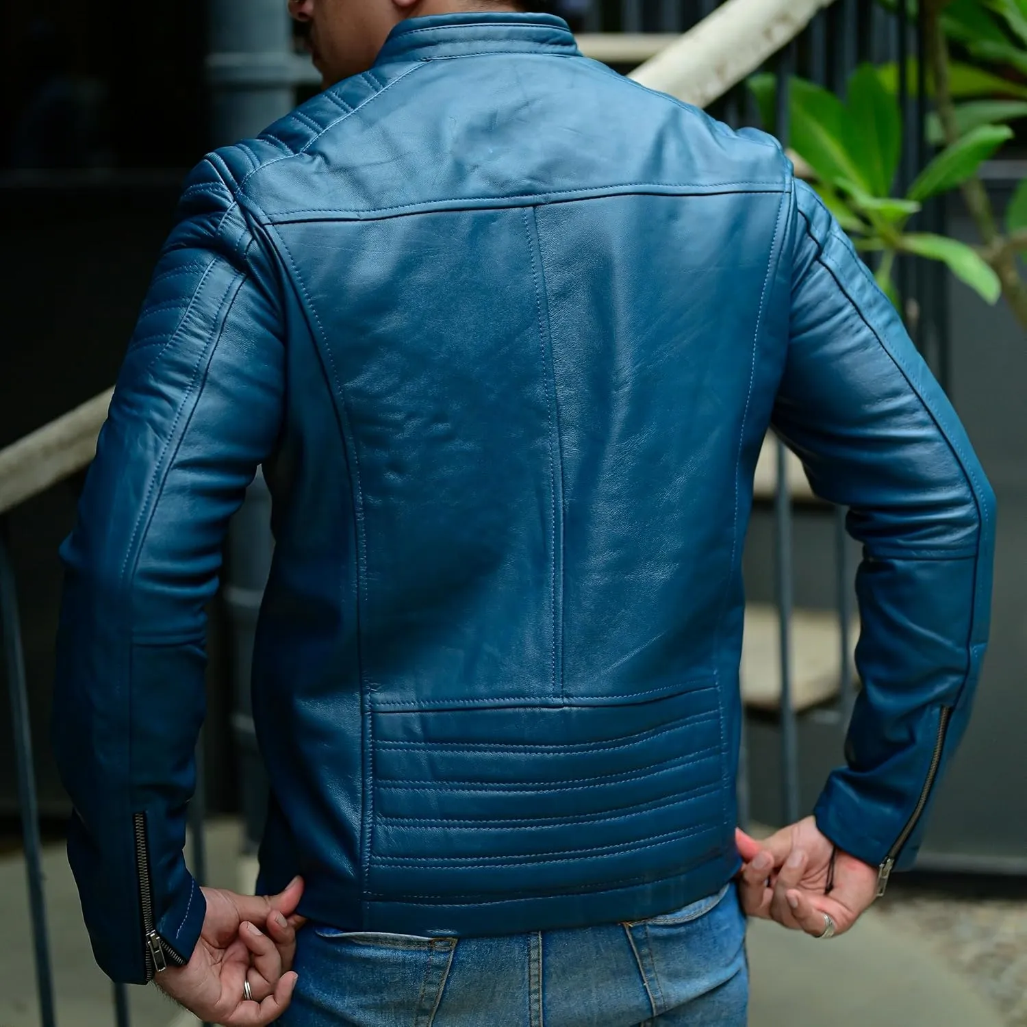 Jild Timeless Classic Leather Jacket Men - Biker Style Real Lambskin Café Racer Vintage Look Motorcycle Jackets for Men