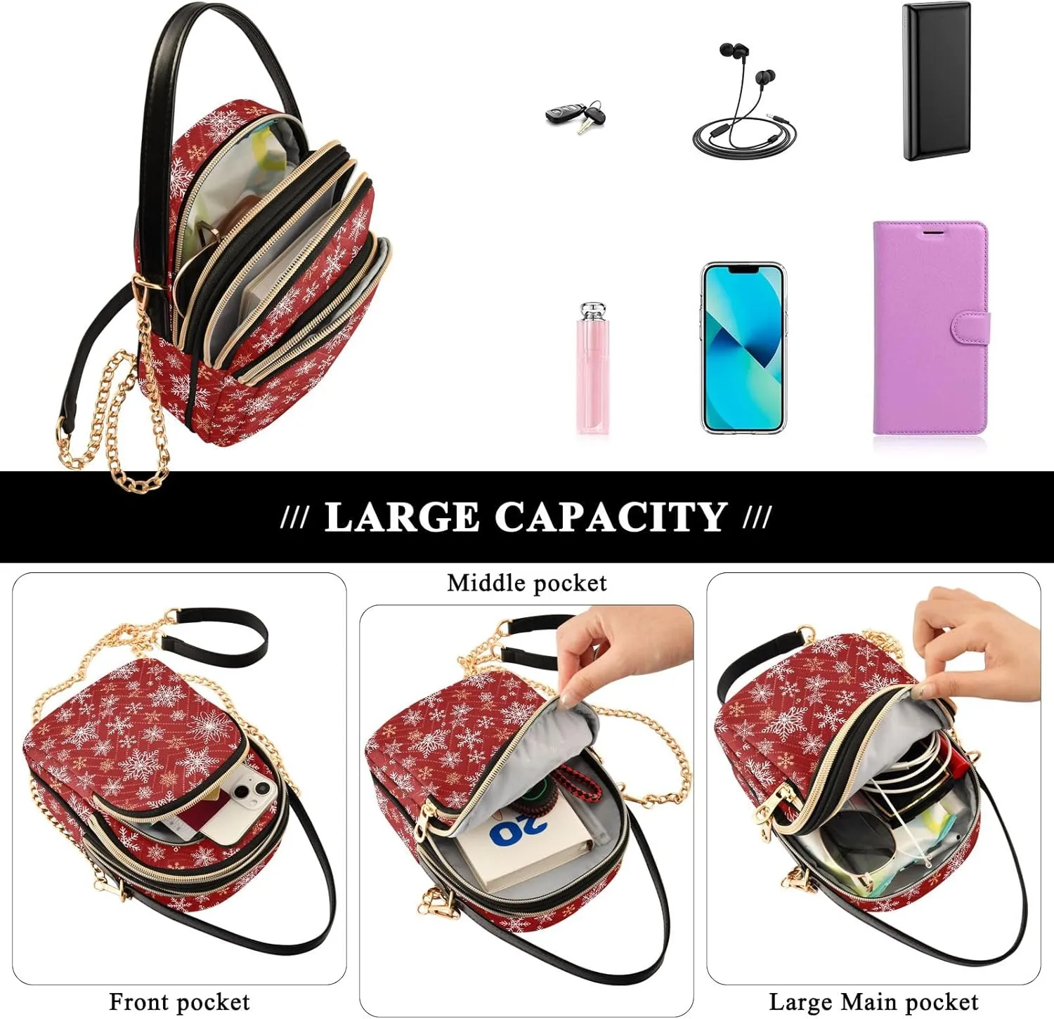 Joisal Bright Festive Neon Stars Anti Theft Crossbody Bags for Women, Summer Handbags Trendy Cellphone Crossbody Purse