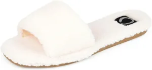 Journee Womens Sunlight Open Toe Faux Fur Slippers