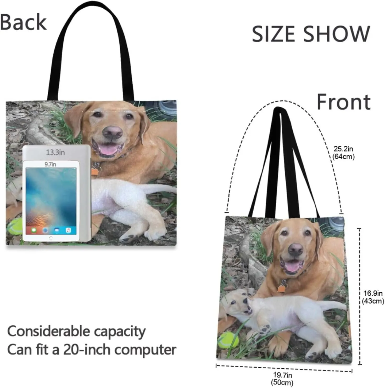 JSTEL Custom Photo Canvas Tote Bag Personalized Picture Tote Bag Customized Photo Tote Bag Women Gift