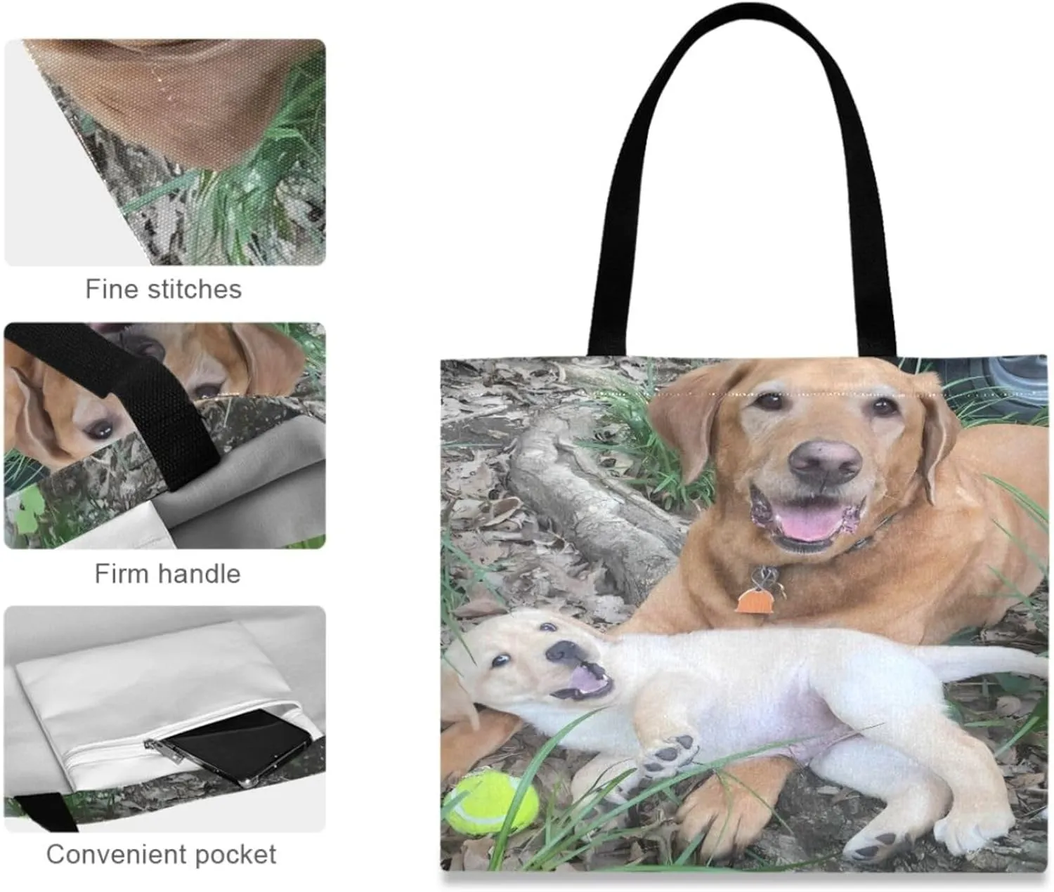 JSTEL Custom Photo Canvas Tote Bag Personalized Picture Tote Bag Customized Photo Tote Bag Women Gift