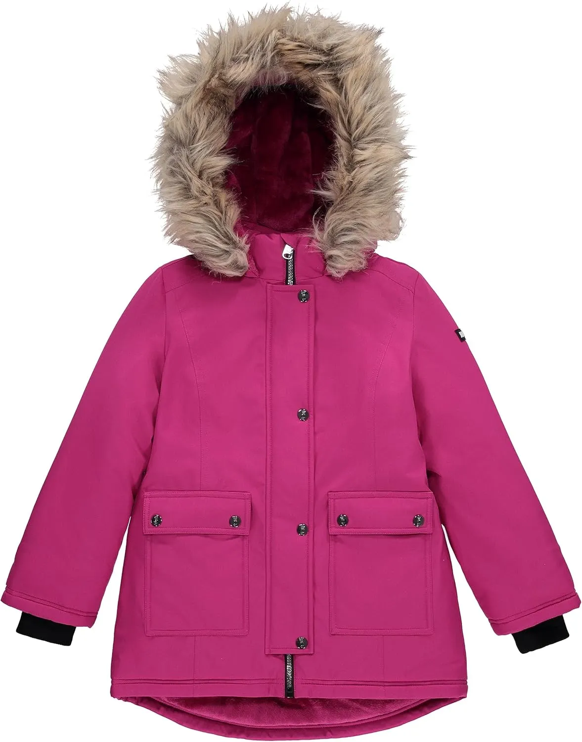 Juicy Couture Girls Coat, Faux Fur Hooded Winter Jacket, Warm Padded Parka Hoodie, Kids Heavyweight Winter Coat