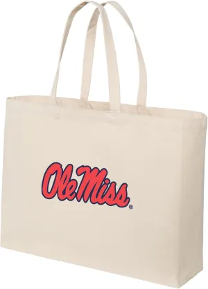 JUMBO Ole Miss Tote Bag or Large Canvas University of Mississippi Shopping Bag