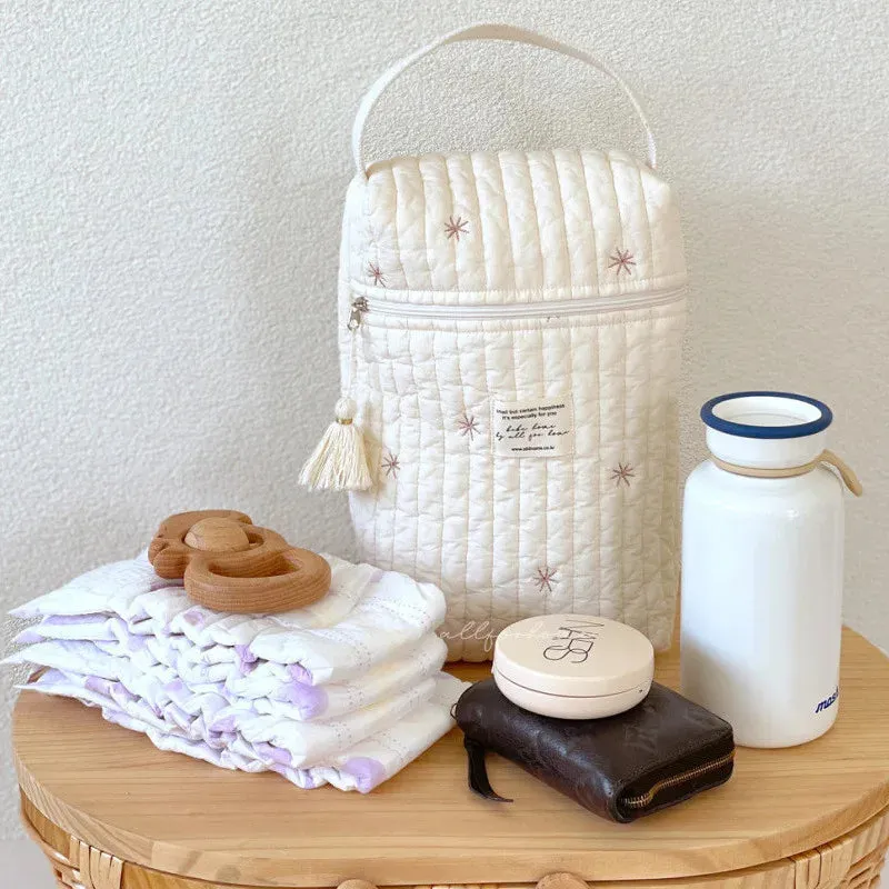 Kawaii Custom Name Mommy Bag 🌸✨ Cute Multifunctional Baby Carriage Hanging Bag with Embroidery 💖 Mother & Baby Essentials!