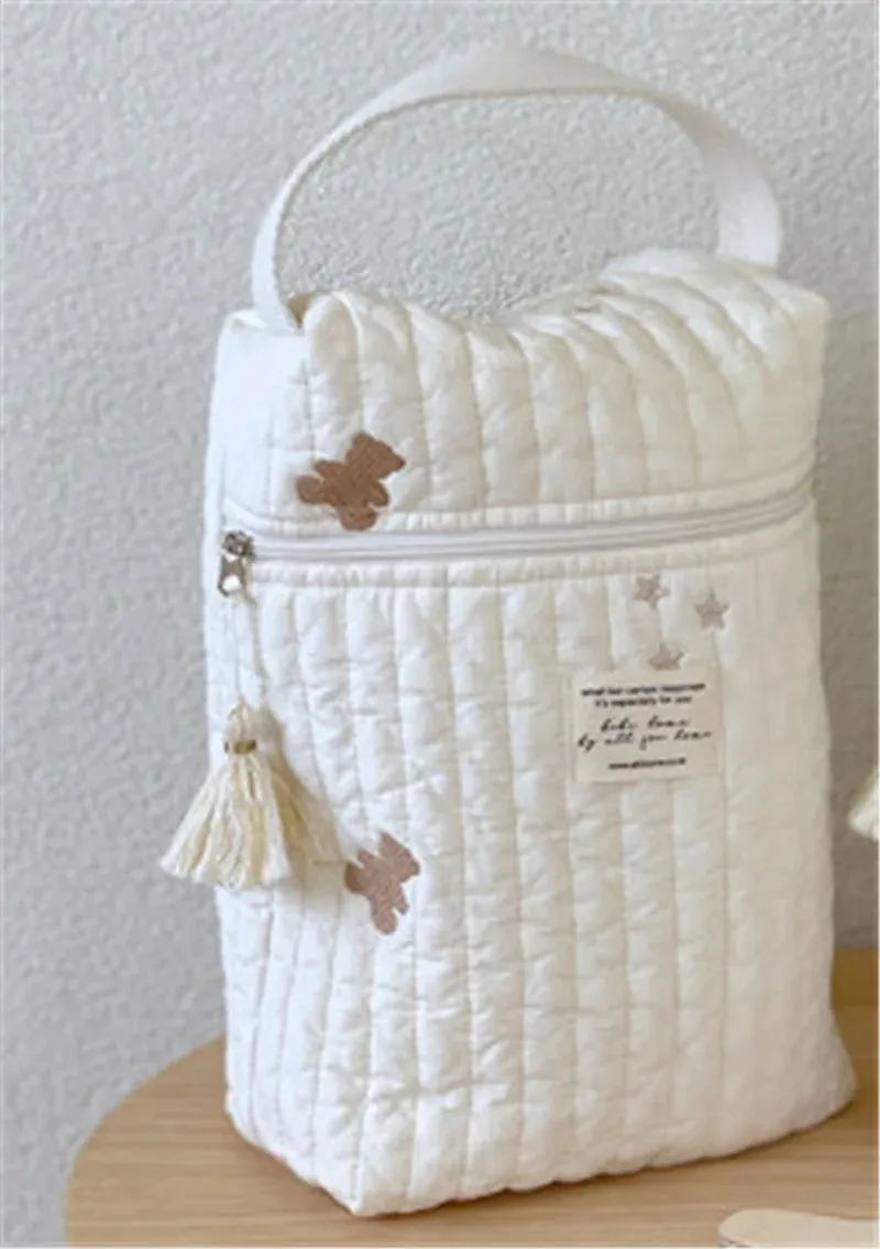 Kawaii Custom Name Mommy Bag 🌸✨ Cute Multifunctional Baby Carriage Hanging Bag with Embroidery 💖 Mother & Baby Essentials!