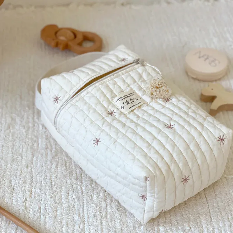 Kawaii Custom Name Mommy Bag 🌸✨ Cute Multifunctional Baby Carriage Hanging Bag with Embroidery 💖 Mother & Baby Essentials!