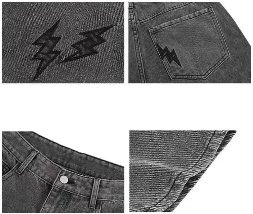 KCLOT Men's Relaxed Fit Hip Hop Straight Jeans Wide Leg Denim Pants 90's Style