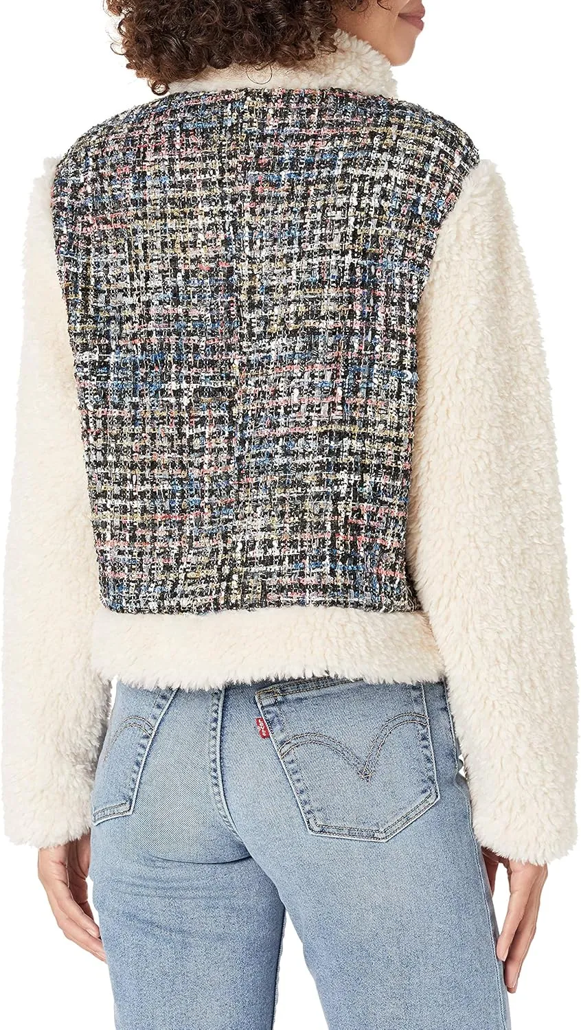 KENDALL   KYLIE Women's Plus Size Mixed Media Zip Up Jacket