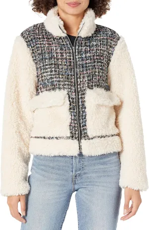 KENDALL   KYLIE Women's Plus Size Mixed Media Zip Up Jacket