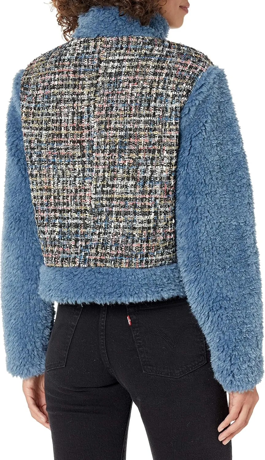 KENDALL   KYLIE Women's Plus Size Mixed Media Zip Up Jacket