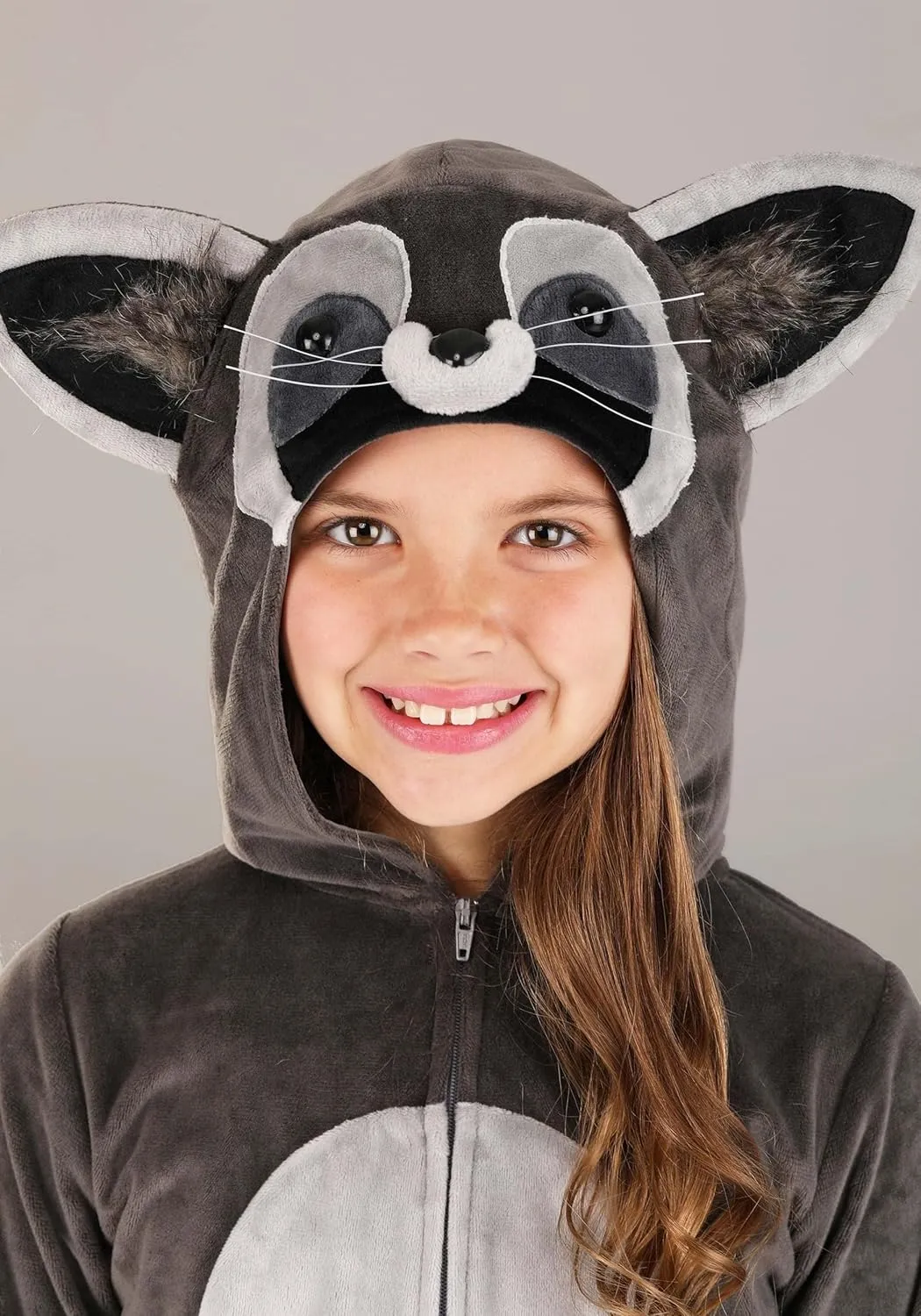 Kids Tutu Raccoon Costume with Hooded Dress and Faux Fur Tail
