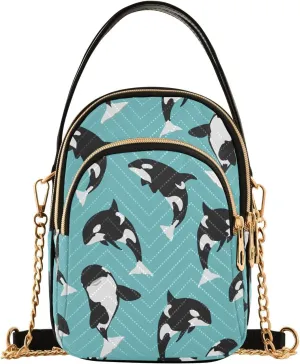 Killer Whale Multi Pockets Crossbody Bags for Women Zip Cell Phone Purse Wallet Bag with Detachable Shoulder Strap Small Crossbody Purse for Gift Traveling Working Shopping Women Girls Trendy