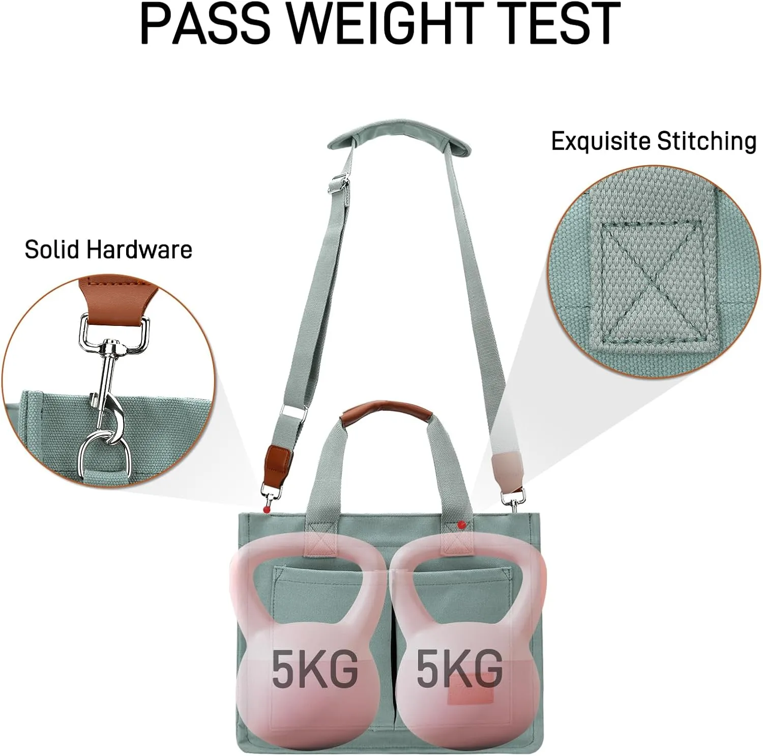 KKXIU Large Canvas Tote Bag for Women with Zipper and Compartments Crossbody Work Bible Messenger Purse Bag With Pockets