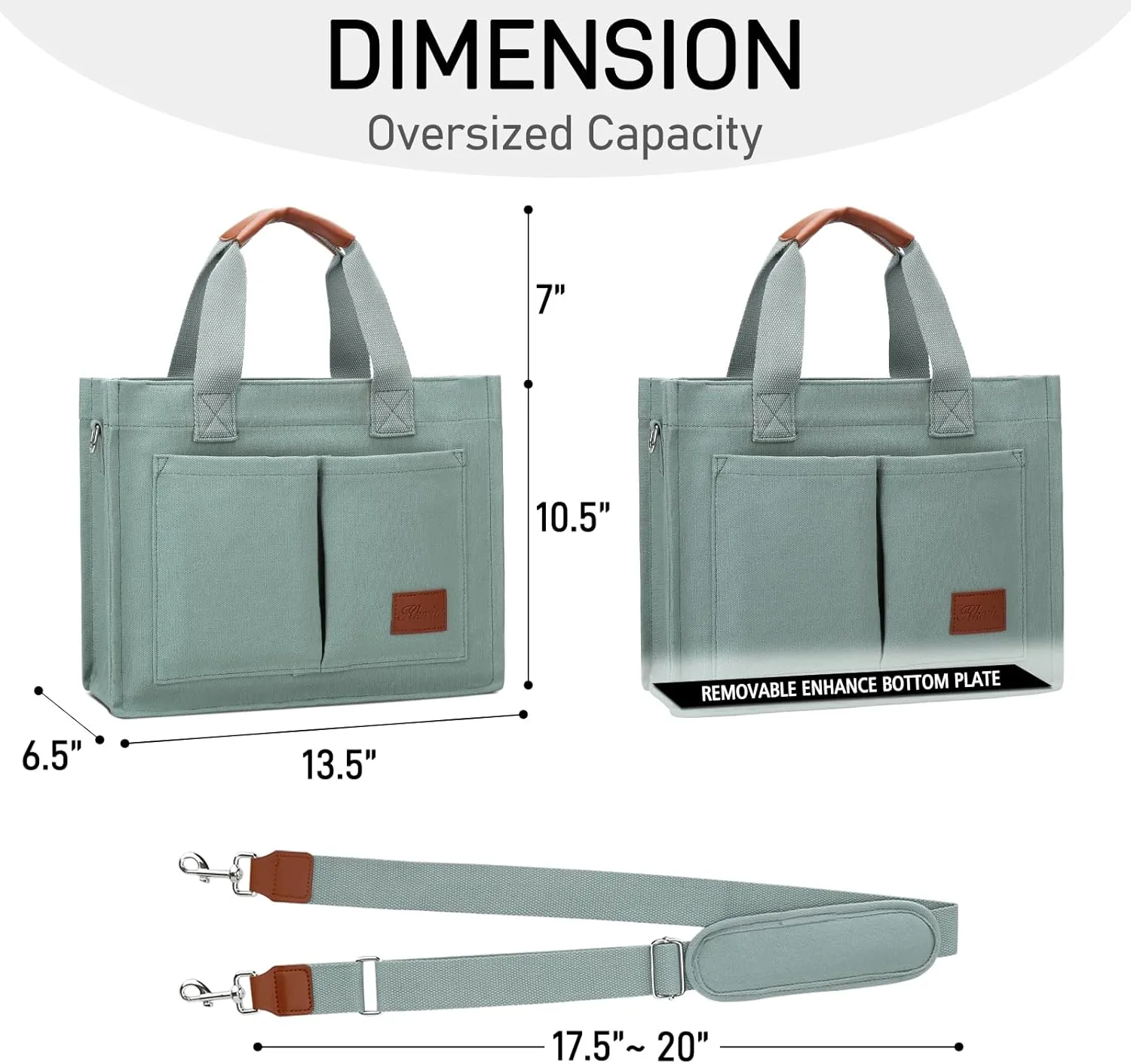 KKXIU Large Canvas Tote Bag for Women with Zipper and Compartments Crossbody Work Bible Messenger Purse Bag With Pockets