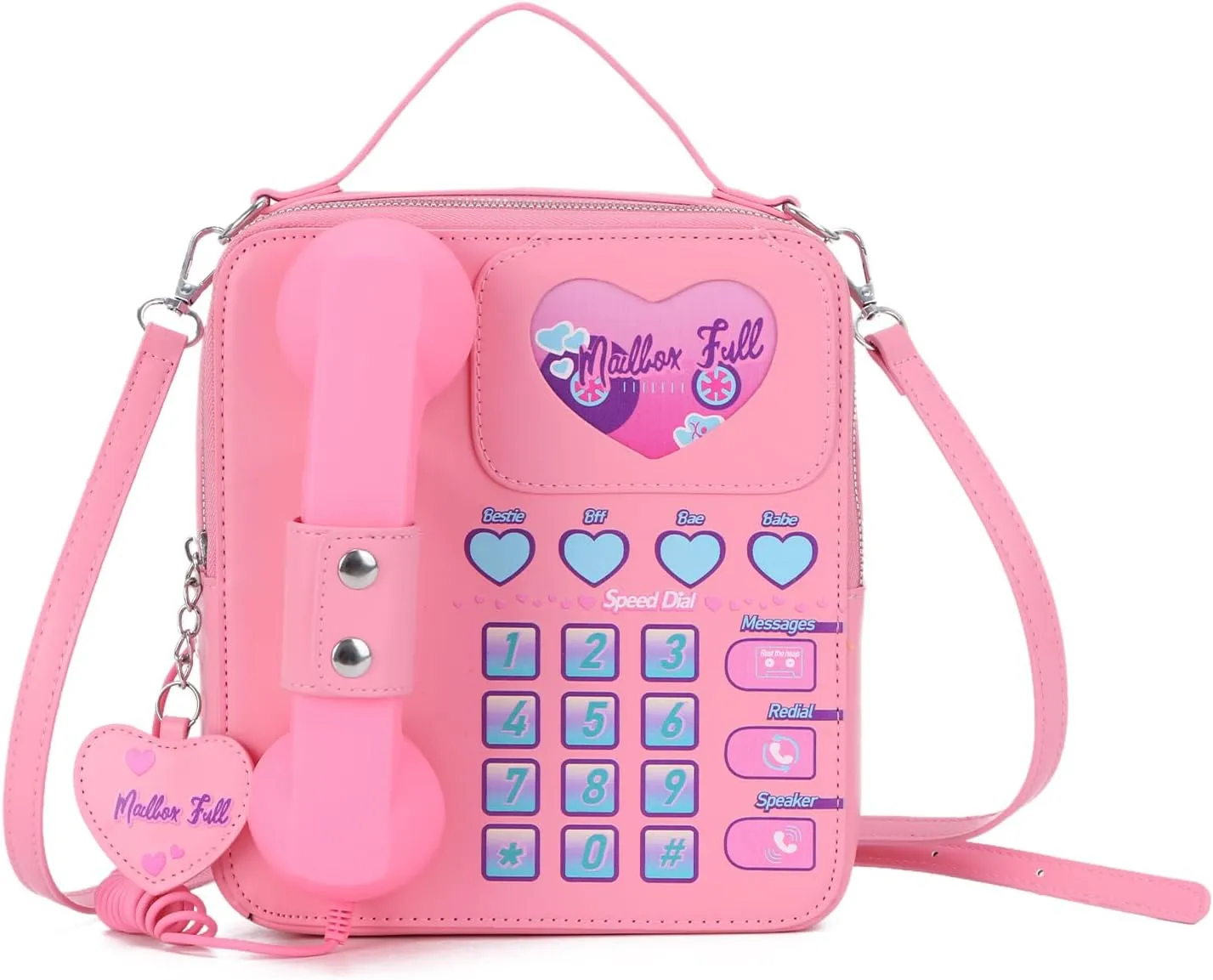 KUANG! Women Novelty Telephone Bag Chain Shoulder Handbag Leather Phone Shaped Purse Top Handle Crossbody Bag for Girls