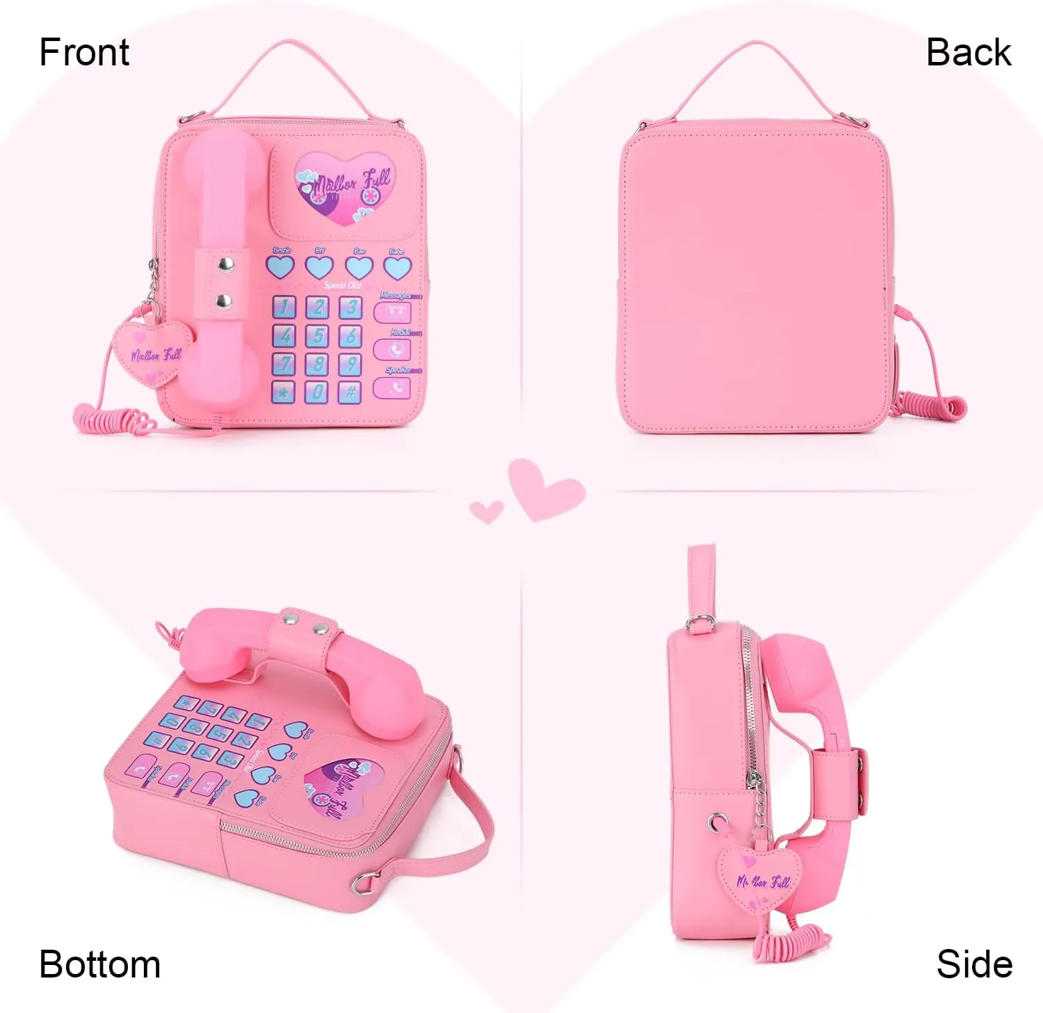 KUANG! Women Novelty Telephone Bag Chain Shoulder Handbag Leather Phone Shaped Purse Top Handle Crossbody Bag for Girls