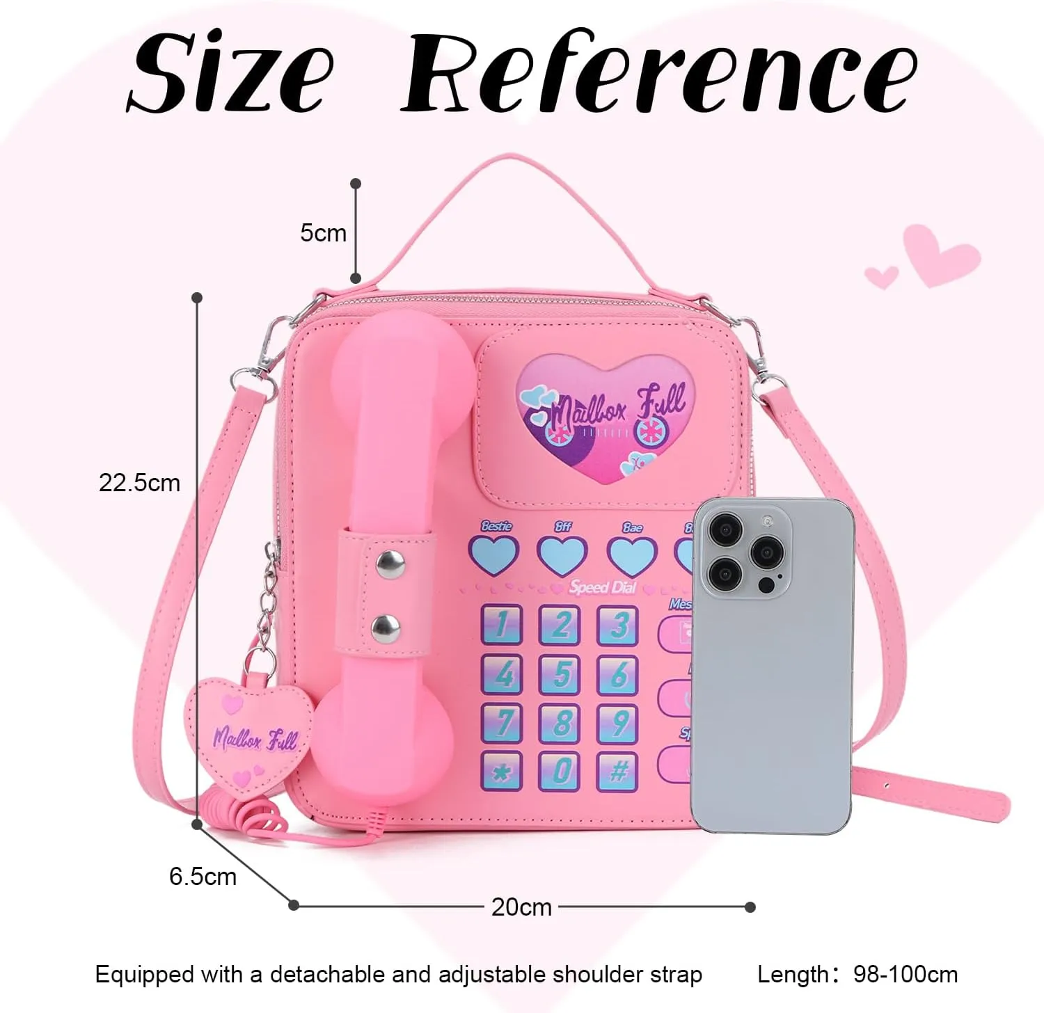 KUANG! Women Novelty Telephone Bag Chain Shoulder Handbag Leather Phone Shaped Purse Top Handle Crossbody Bag for Girls