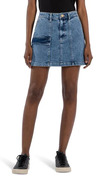 KUT from the Kloth Women's Zoe Skirt Seam at Frt-Slash Slong Rt BTM Pkts