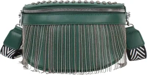 LABANCA Women Rivet Studded Zipper Pocket Shoulder Purse Faux Leather Waist Packs Rave Chest Bag Festival Fanny Bag Purse Green