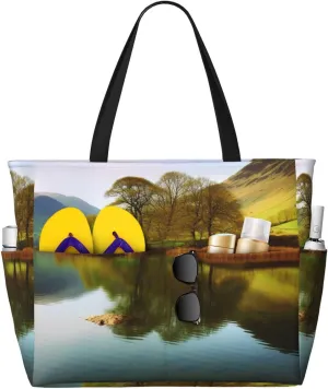 Lake District National Park printed Large Capacity Beach Travel Bag Ladies Beach Bag Multifunctional Handbag