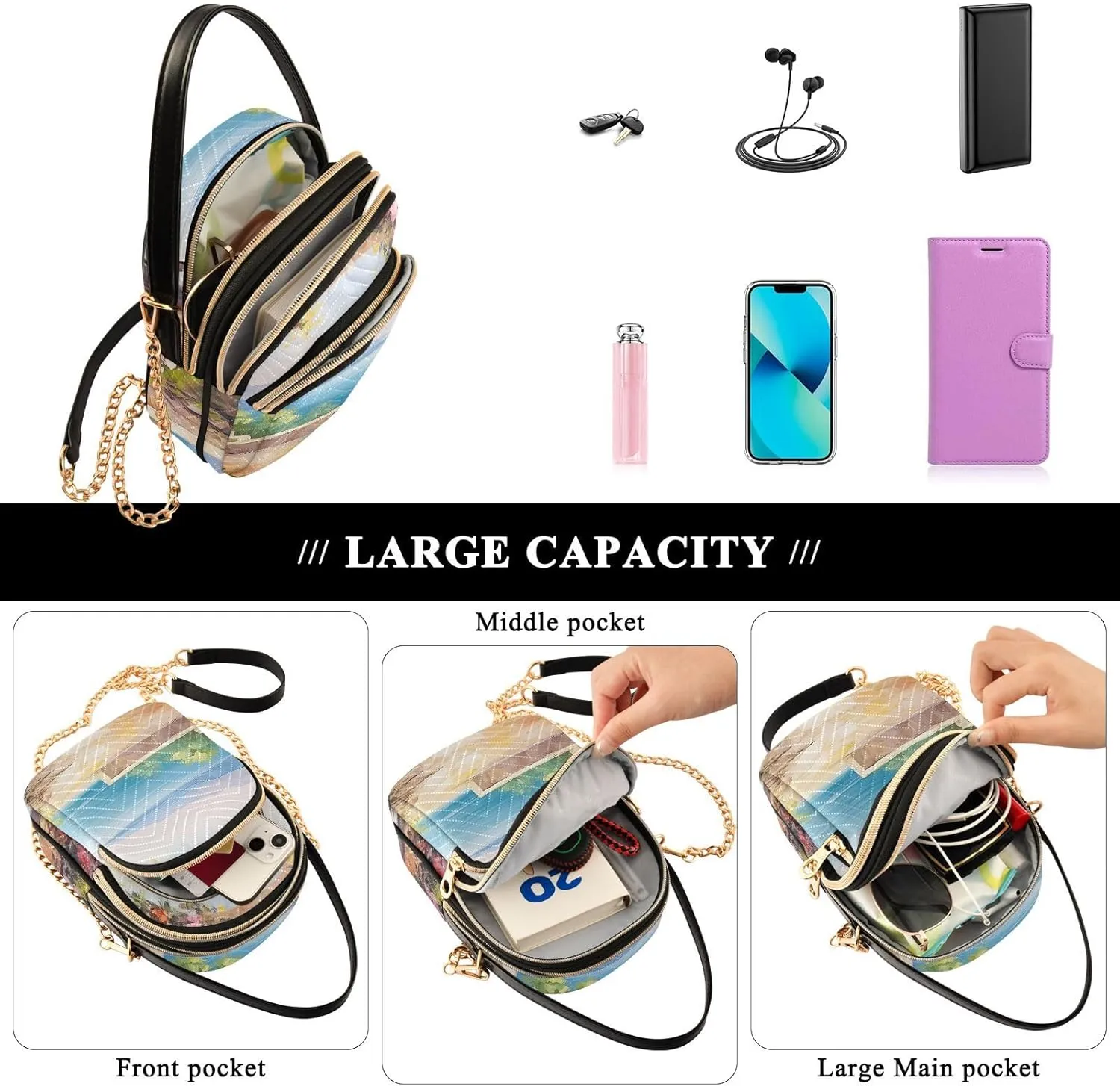Landscapes Arch in Garden Women's Crossbody, Purse with Removable Strap Crossbody, Crossbody Bag Travel for Women
