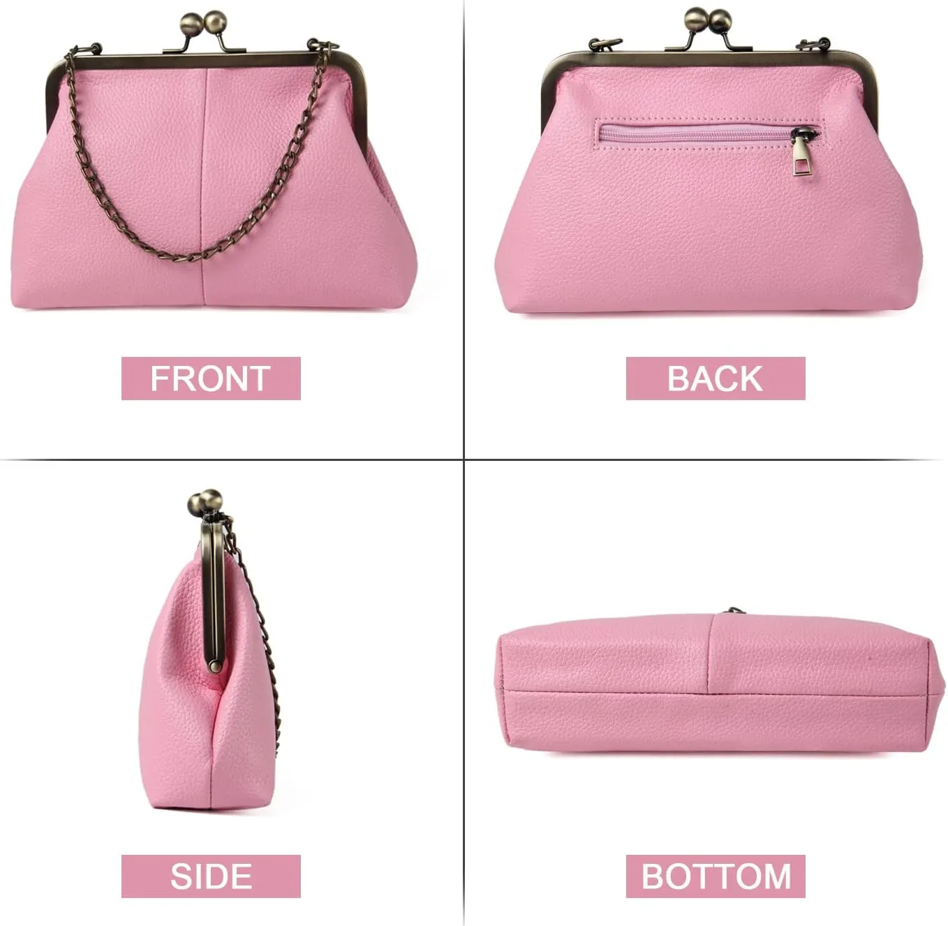 Lanpet Women Classical Kiss Lock Clutch with Chain Strap Shoulder Bag Purse Wallet