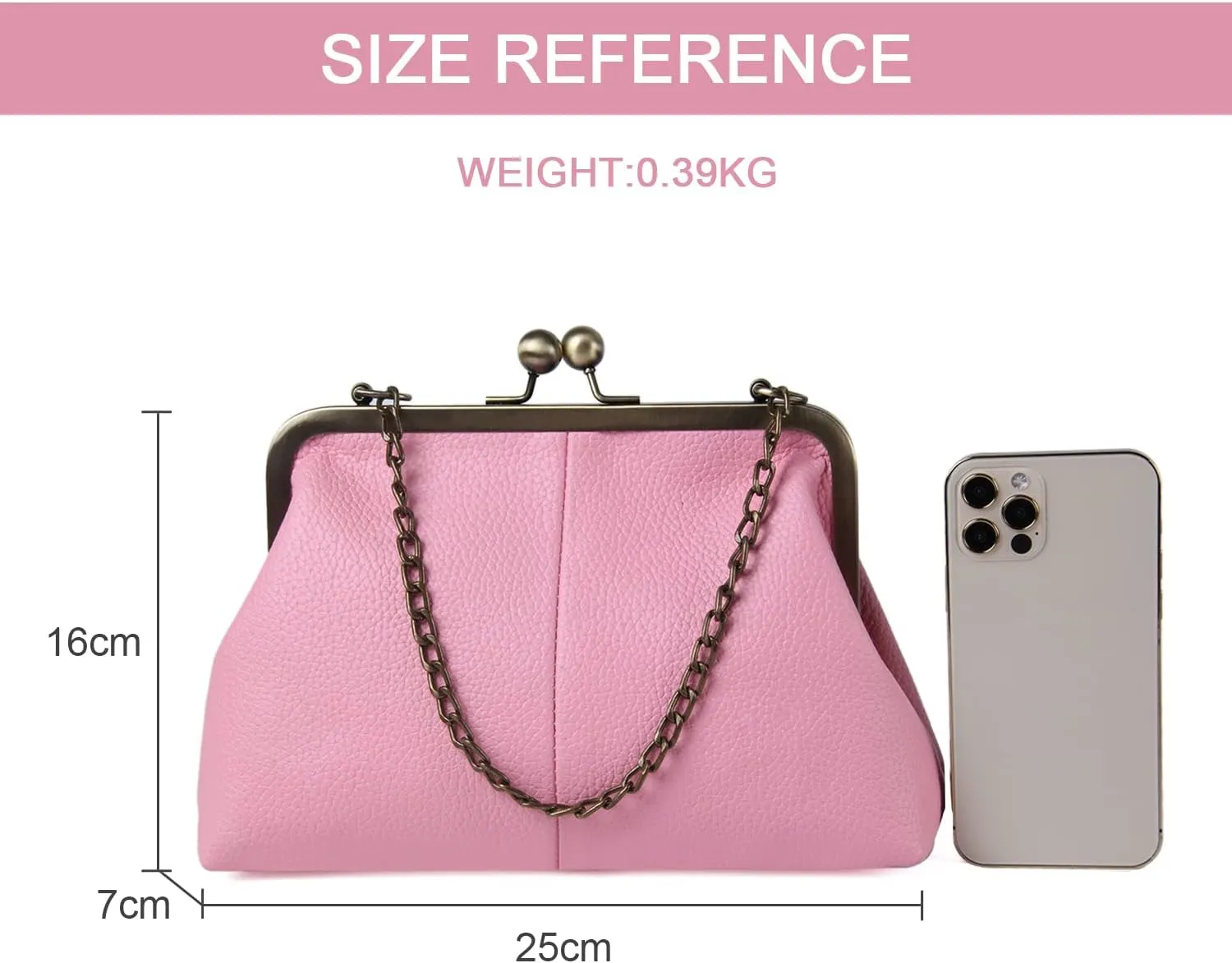 Lanpet Women Classical Kiss Lock Clutch with Chain Strap Shoulder Bag Purse Wallet