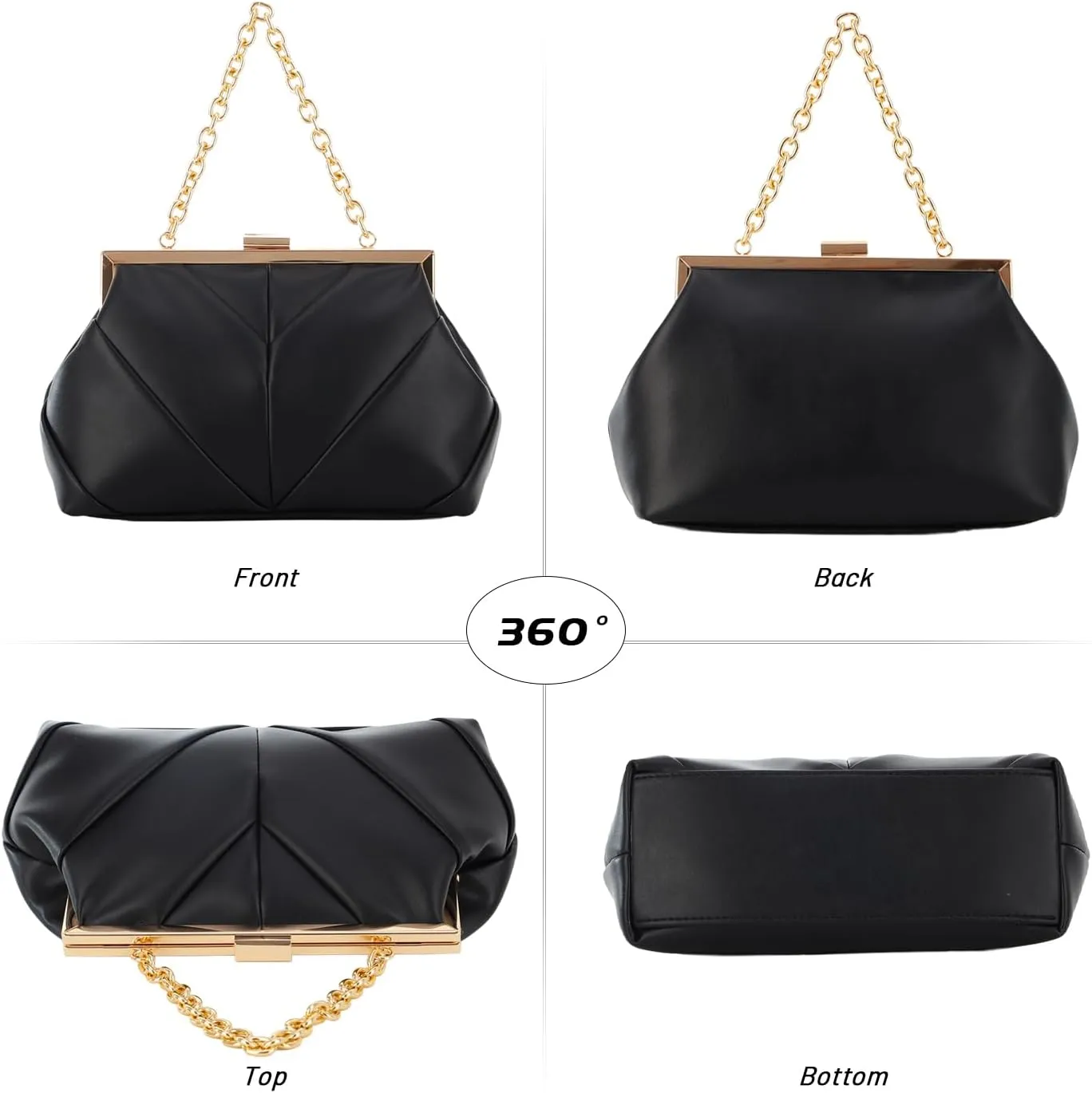 Lanpet Women PU Leather Evening Handbags, Vintage Clutch Purse Chain Strap Shoulder Bag