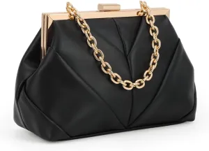 Lanpet Women PU Leather Evening Handbags, Vintage Clutch Purse Chain Strap Shoulder Bag