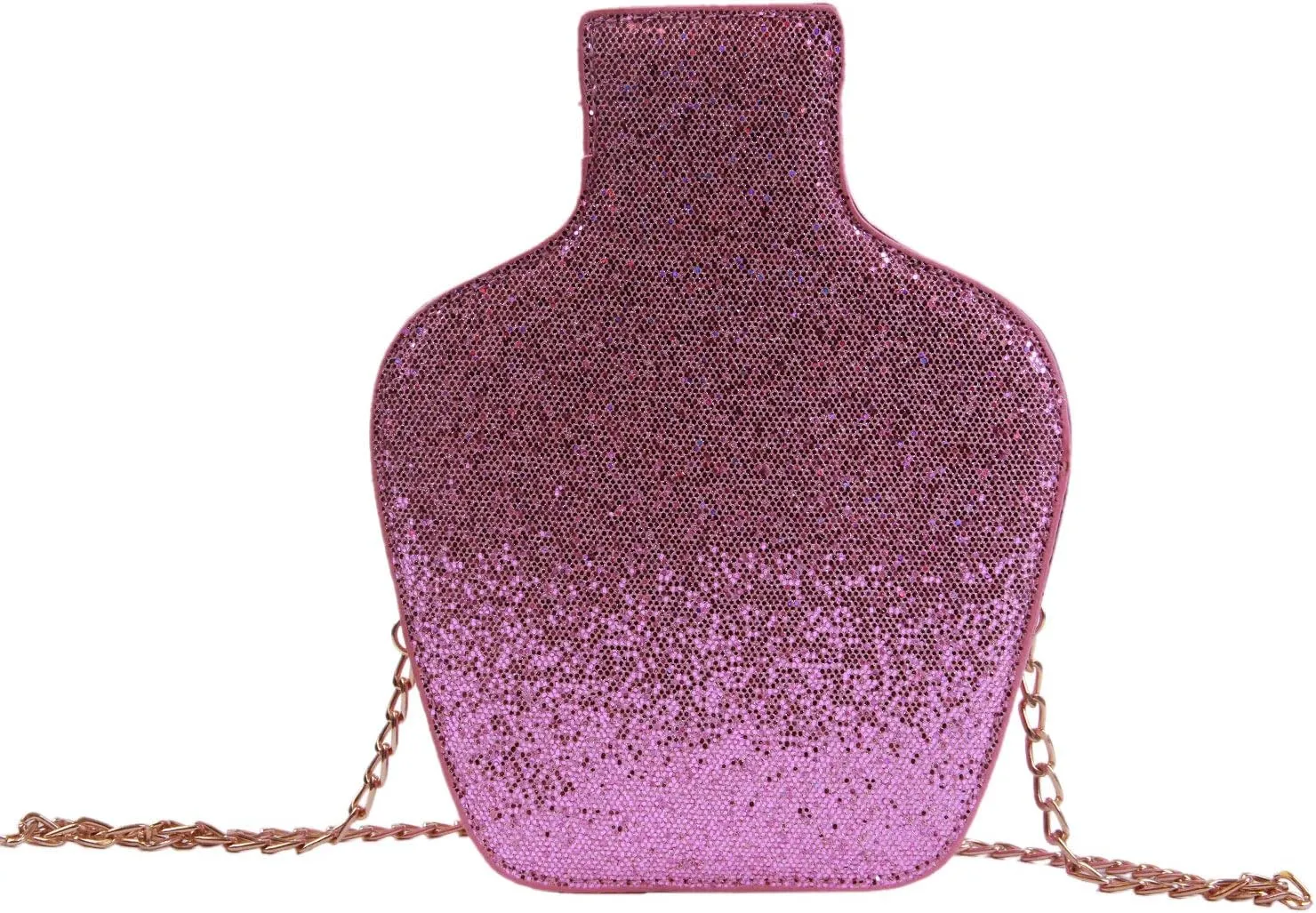Lanpet Women Sequins Cross Body Bag Bottle Shaped Evening Chain Strap Shoulder Bag