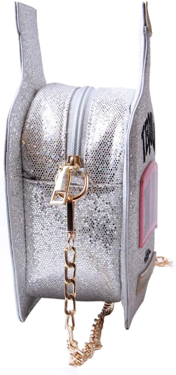 Lanpet Women Sequins Cross Body Bag Bottle Shaped Evening Chain Strap Shoulder Bag