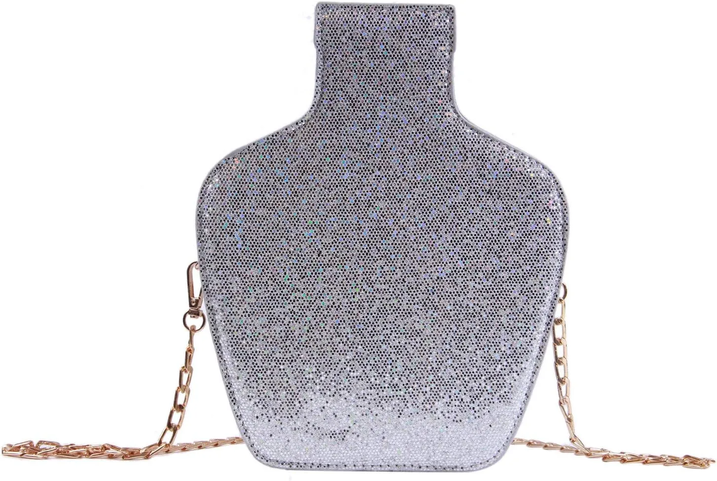 Lanpet Women Sequins Cross Body Bag Bottle Shaped Evening Chain Strap Shoulder Bag