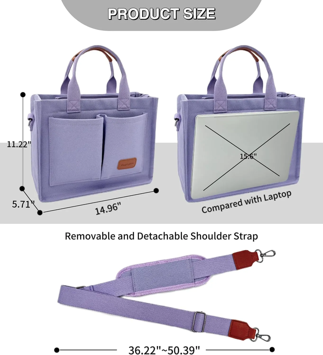 Large Canvas Tote Bag for Women Work Tote Bags with Pockets Laptop Crossbody Purses Everyday Bag Handbags for Travel