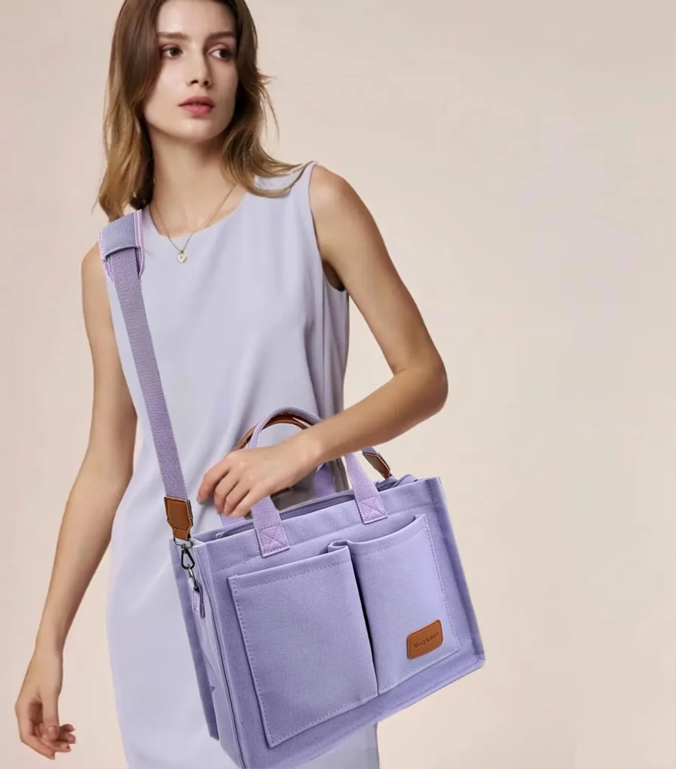 Large Canvas Tote Bag for Women Work Tote Bags with Pockets Laptop Crossbody Purses Everyday Bag Handbags for Travel