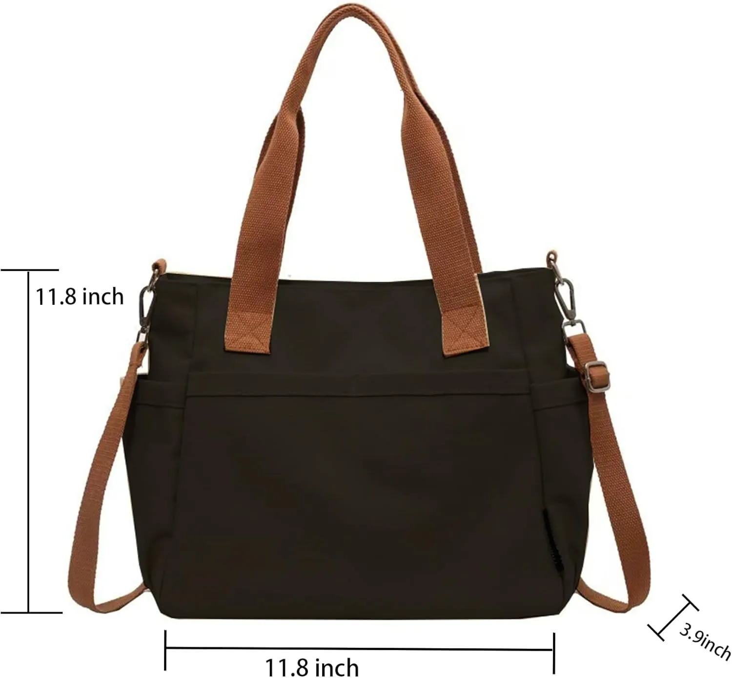 Large Canvas Tote Bag with front and inner pockets for Women Girl, crossbody Large Purse for work