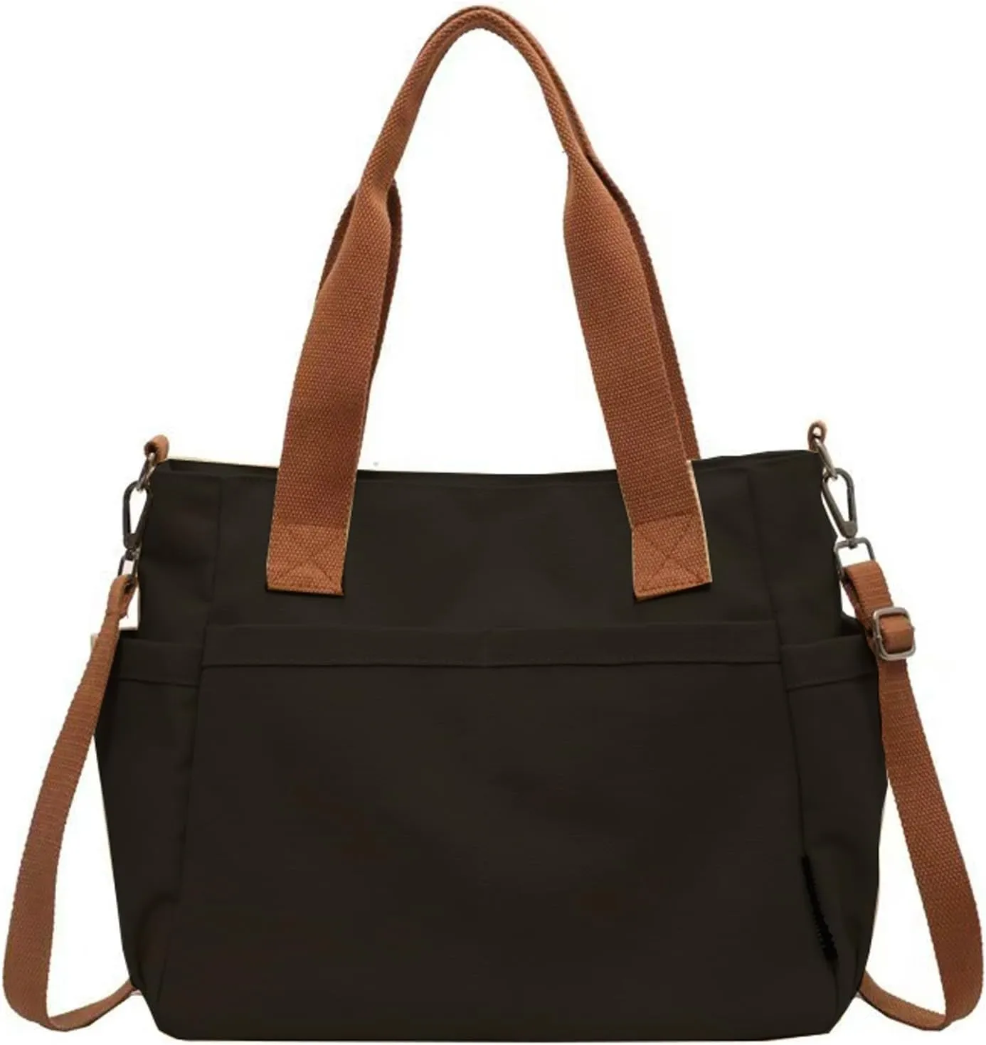 Large Canvas Tote Bag with front and inner pockets for Women Girl, crossbody Large Purse for work