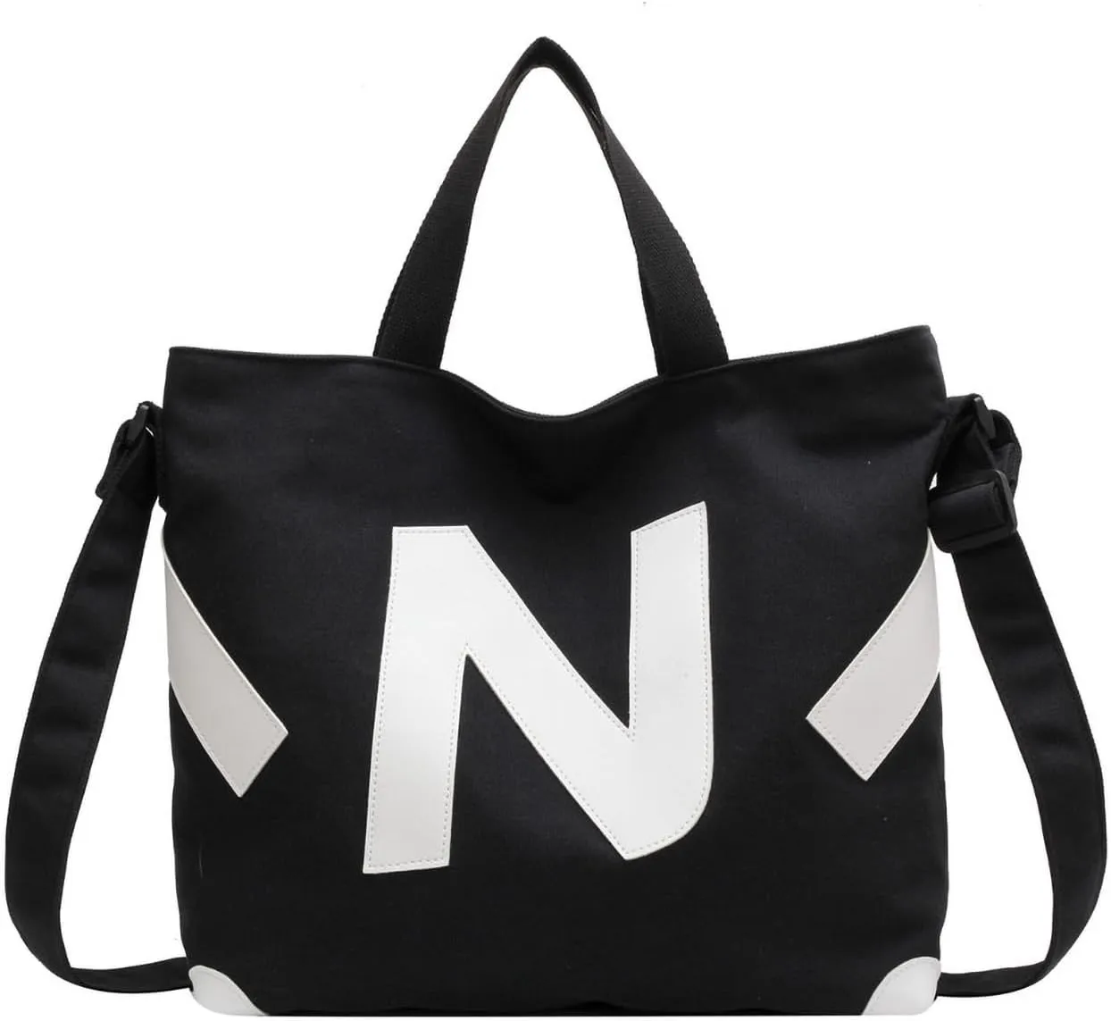 Large Canvas Tote Bags with Zipper for Women Shoulder Trendy Bag for Work Travel Shopping