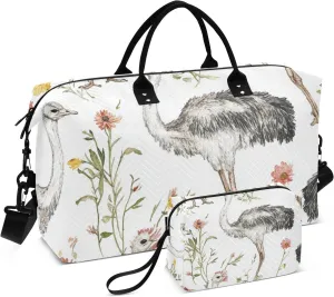 Large Travel Duffel Luggage Carry on Bag Sports Duffel Bags with Adjustable Strap for Travel 2 Pcs Set Sweet Ostrich Neon Mystery Tarot Cards