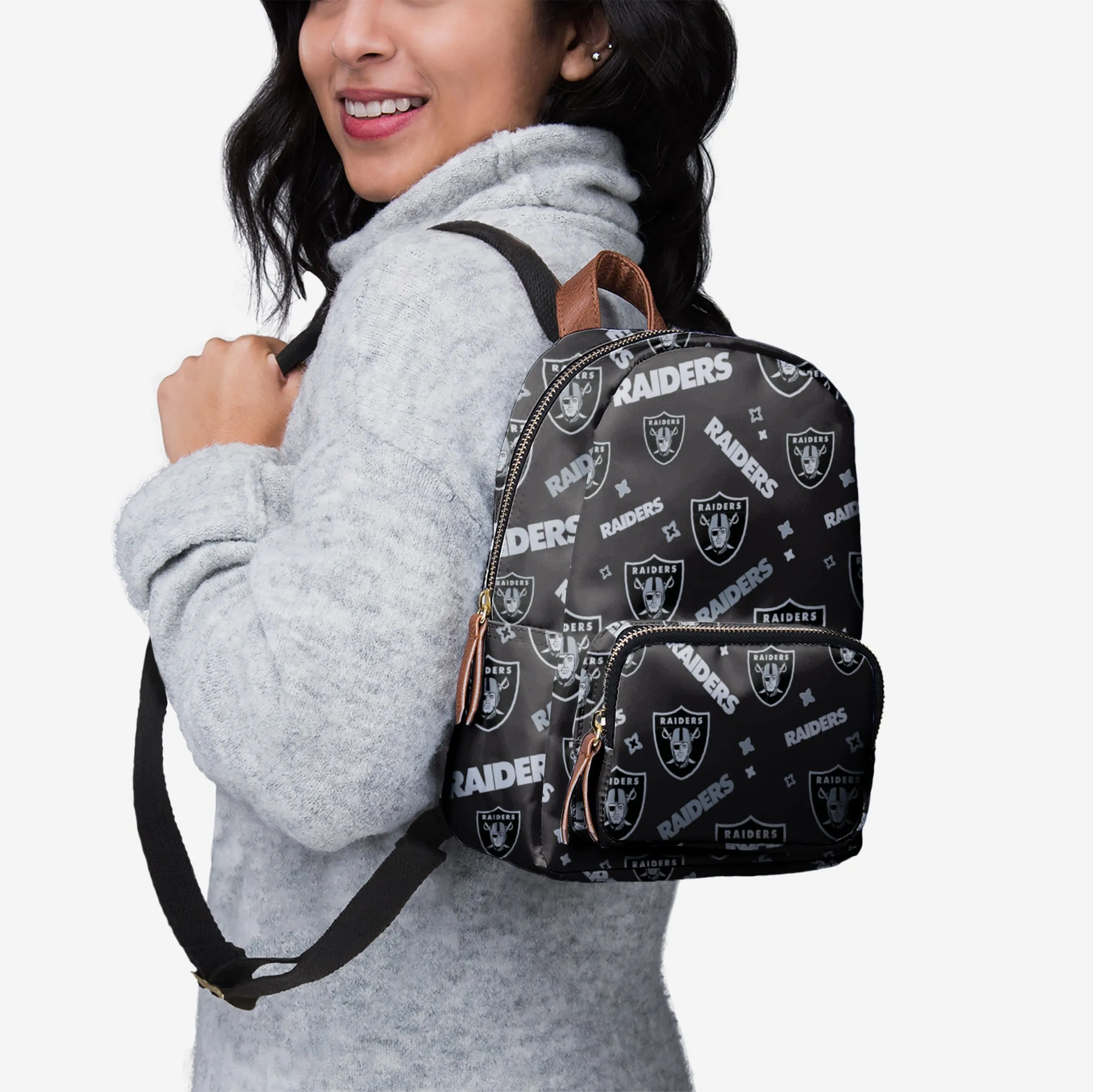 Las Vegas Raiders Repeat Print Printed Collection Mini Backpack